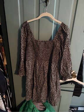 Madewell Black Floral Square-Neck Mini Dress